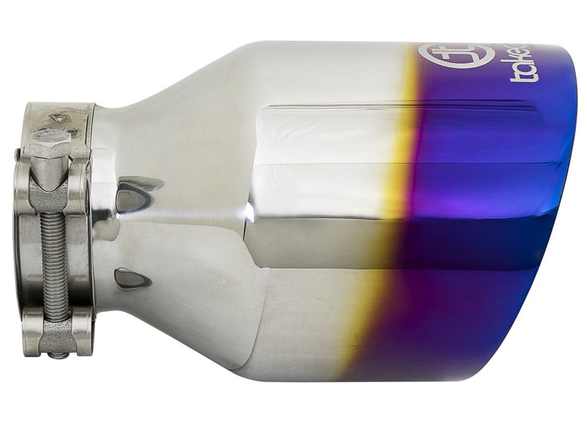 Takeda 304 Stainless Steel Clamp-on Exhaust Tip Blue Flame 2-1/2 Inch Inlet x 4-1/2 Inch Outlet x 7 Inch L aFe Power aFe Power
