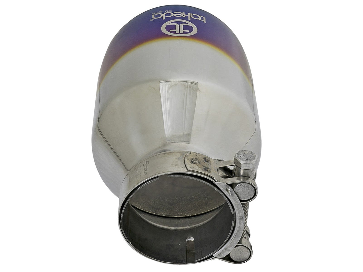 Takeda 304 Stainless Steel Clamp-on Exhaust Tip Blue Flame 2-1/2 Inch Inlet x 4-1/2 Inch Outlet x 7 Inch L aFe Power aFe Power