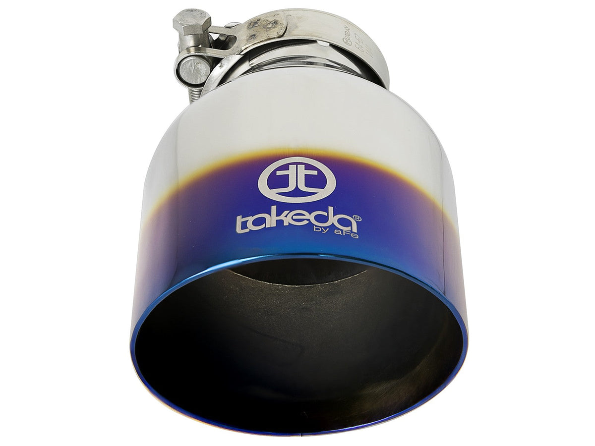 Takeda 304 Stainless Steel Clamp-on Exhaust Tip Blue Flame 2-1/2 Inch Inlet x 4-1/2 Inch Outlet x 7 Inch L aFe Power aFe Power