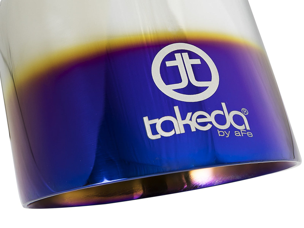Takeda 304 Stainless Steel Clamp-on Exhaust Tip Blue Flame 2-1/2 Inch Inlet x 4-1/2 Inch Outlet x 7 Inch L aFe Power aFe Power
