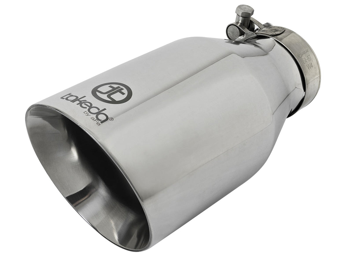 Takeda 304 Stainless Steel Clamp-on Exhaust Tip Polished 2-1/2 Inch Inlet x 4-1/2 Inch Outlet x 9 Inch L aFe Power aFe Power