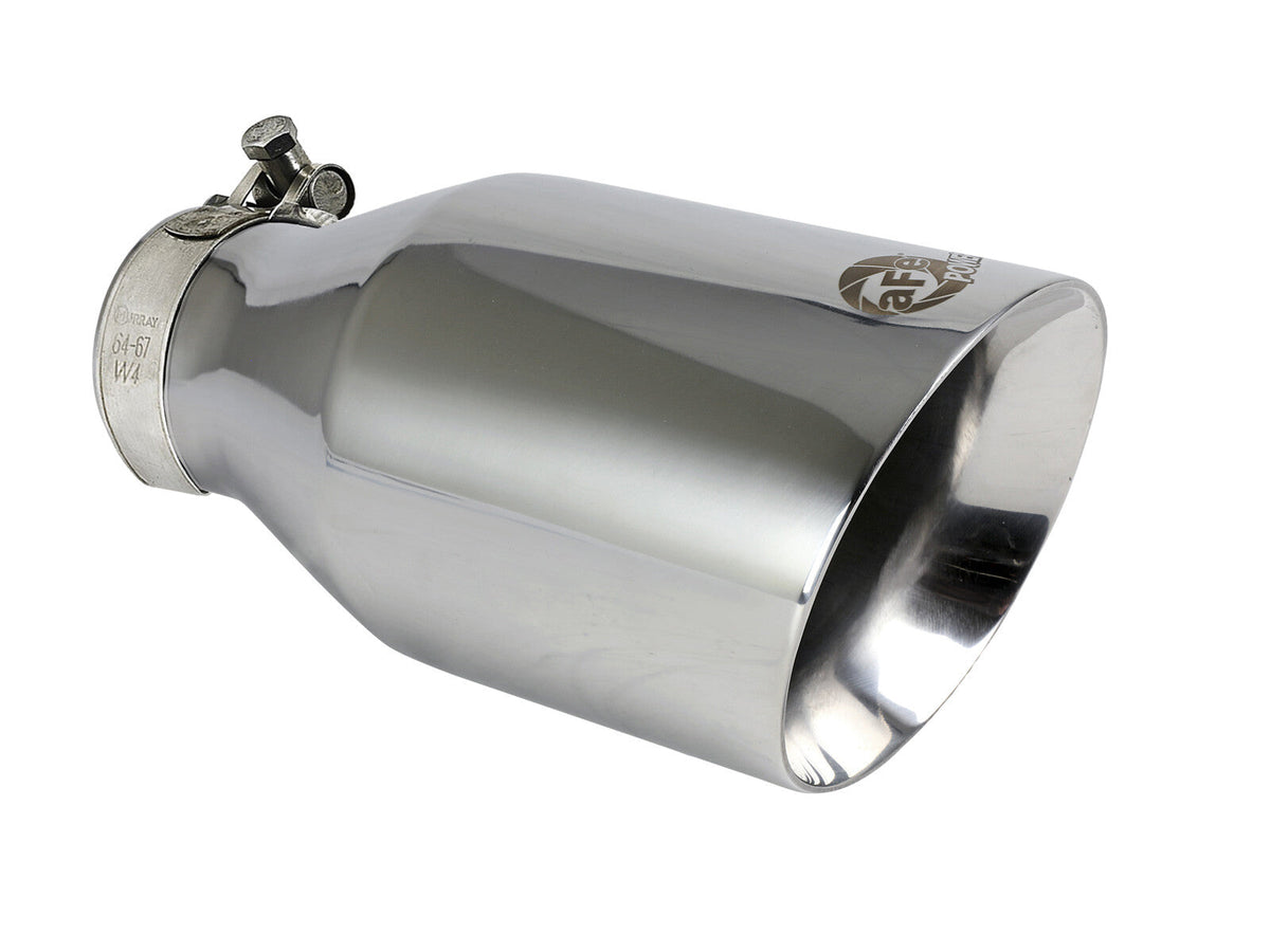 Mach Force-Xp 304 Stainless Steel Clamp-on Exhaust Tip Polished 2-1/2 Inch Inlet x 4-1/2 Inch Outlet x 9 Inch L aFe Power aFe Power