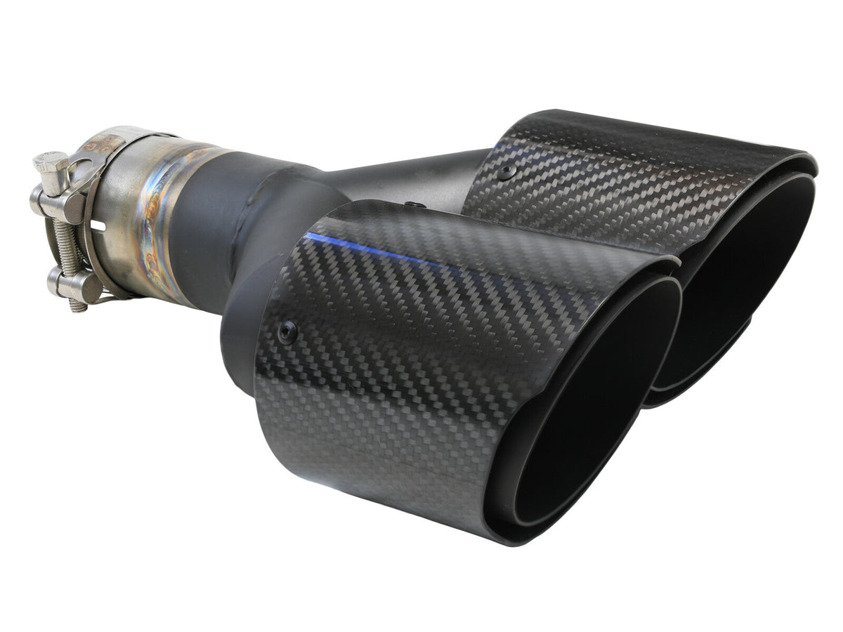 Takeda 304 Stainless Steel Clamp-on Exhaust Tip Carbon Fiber 2-1/2 Inch Inlet x 4 Inch Outlet x 12 Inch L Right aFe Power aFe Power