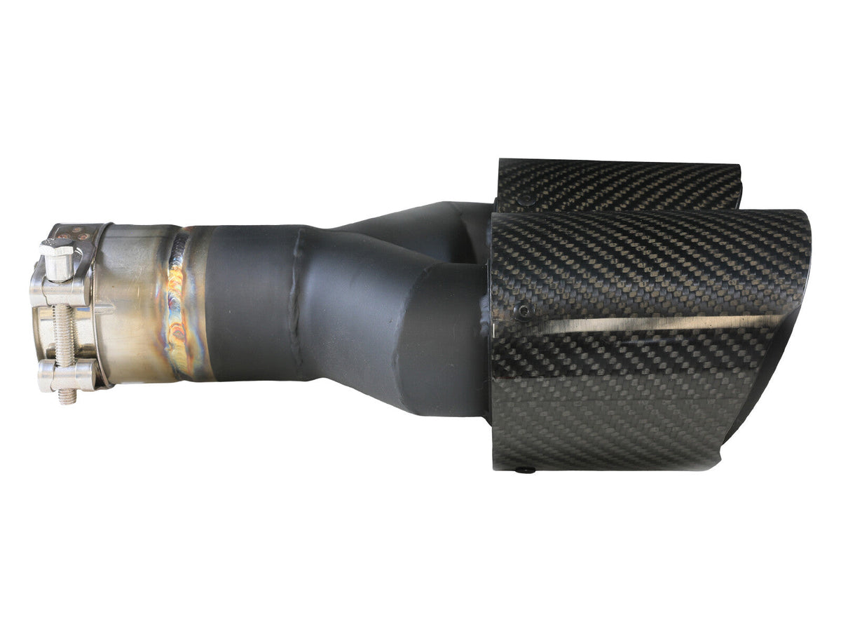 Takeda 304 Stainless Steel Clamp-on Exhaust Tip Carbon Fiber 2-1/2 Inch Inlet x 4 Inch Outlet x 12 Inch L Right aFe Power aFe Power