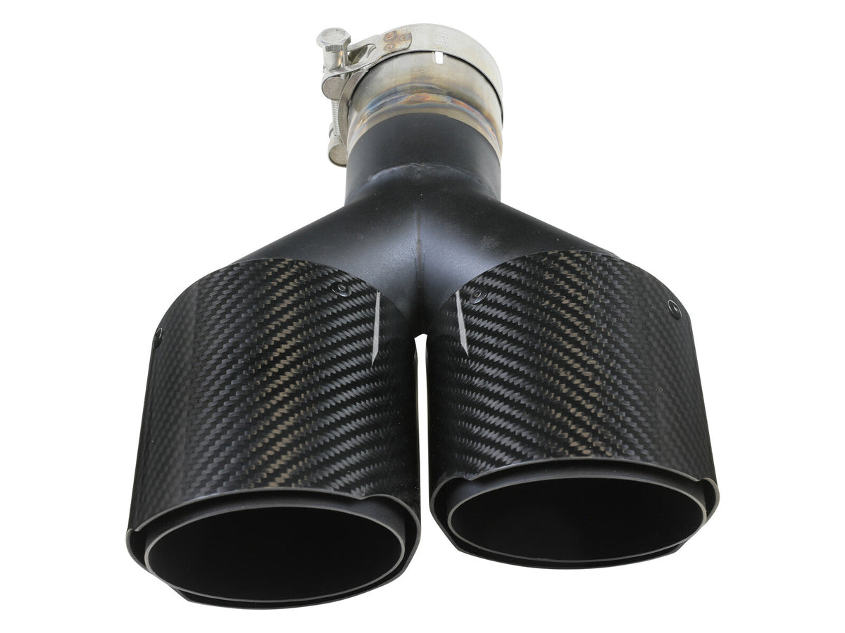 Takeda 304 Stainless Steel Clamp-on Exhaust Tip Carbon Fiber 2-1/2 Inch Inlet x 4 Inch Outlet x 12 Inch L Right aFe Power aFe Power