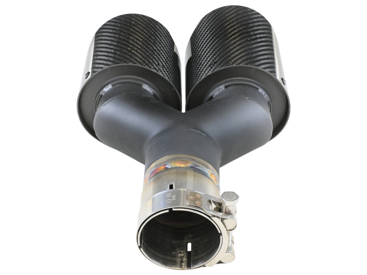Takeda 304 Stainless Steel Clamp-on Exhaust Tip Carbon Fiber 2-1/2 Inch Inlet x 4 Inch Outlet x 12 Inch L Right aFe Power aFe Power
