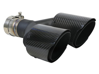 compare product Takeda 304 Stainless Steel Clamp-on Exhaust Tip Carbon Fiber 2-1/2 Inch Inlet x 4 Inch Outlet x 12 Inch L Left aFe Power