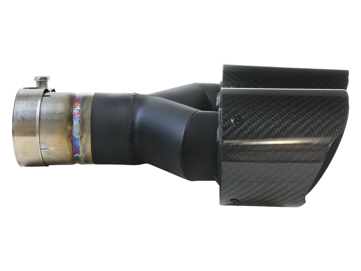 Takeda 304 Stainless Steel Clamp-on Exhaust Tip Carbon Fiber 2-1/2 Inch Inlet x 4 Inch Outlet x 12 Inch L Left aFe Power aFe Power