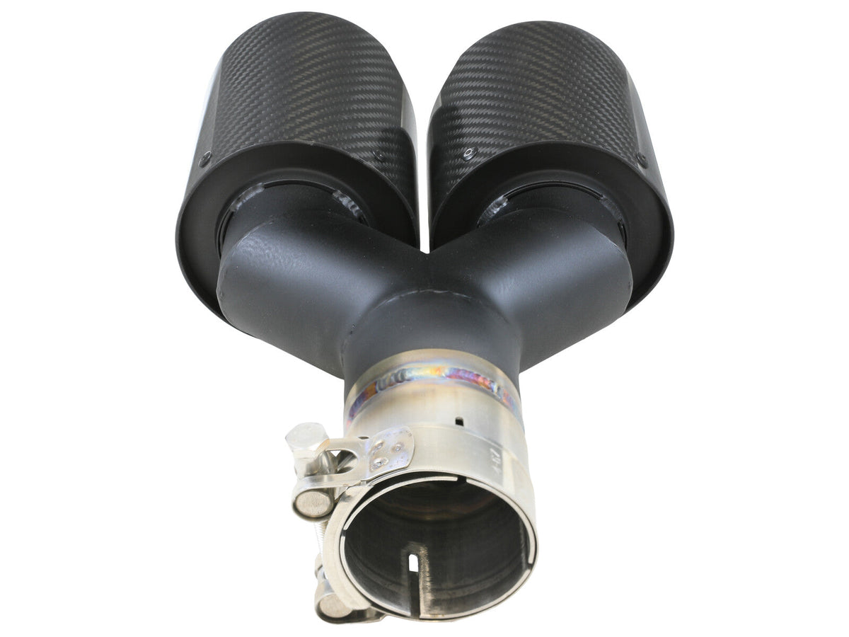 Takeda 304 Stainless Steel Clamp-on Exhaust Tip Carbon Fiber 2-1/2 Inch Inlet x 4 Inch Outlet x 12 Inch L Left aFe Power aFe Power