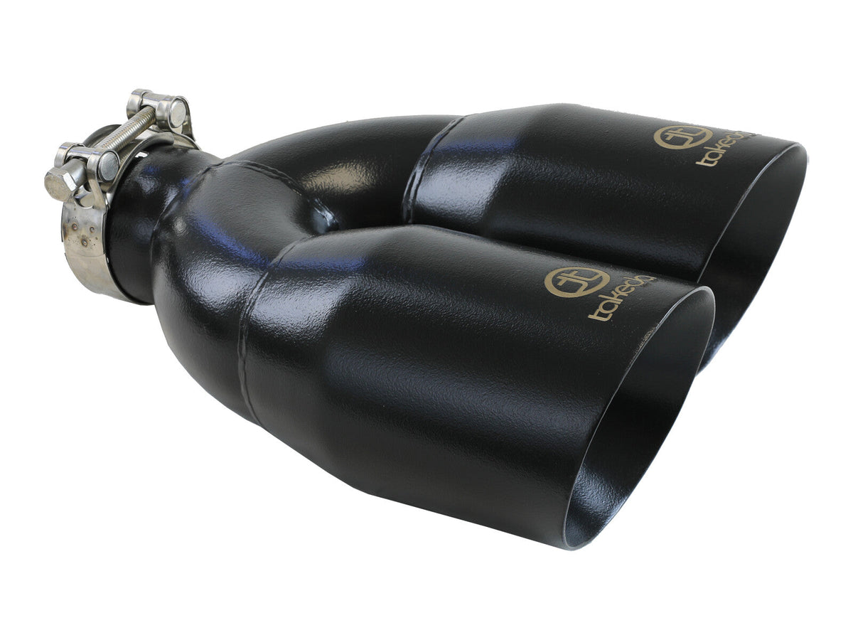 Takeda 304 Stainless Steel Clamp-on Exhaust Tip Black 2-1/2 Inch Inlet x 4 Inch Outlet x 12 Inch L Right aFe Power aFe Power