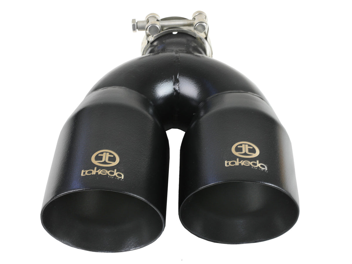 Takeda 304 Stainless Steel Clamp-on Exhaust Tip Black 2-1/2 Inch Inlet x 4 Inch Outlet x 12 Inch L Right aFe Power aFe Power