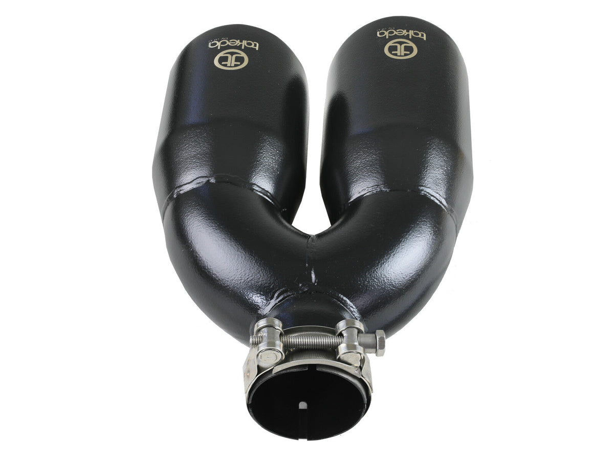 Takeda 304 Stainless Steel Clamp-on Exhaust Tip Black 2-1/2 Inch Inlet x 4 Inch Outlet x 12 Inch L Right aFe Power aFe Power
