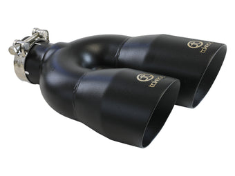 compare product Takeda 304 Stainless Steel Clamp-on Exhaust Tip Black 2-1/2 Inch Inlet x 4 Inch Outlet x 12 Inch L Left aFe Power
