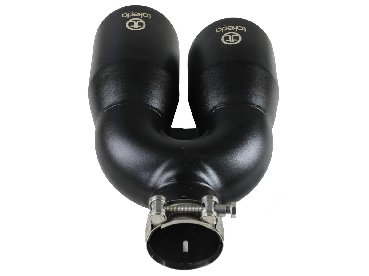 Takeda 304 Stainless Steel Clamp-on Exhaust Tip Black 2-1/2 Inch Inlet x 4 Inch Outlet x 12 Inch L Left aFe Power aFe Power