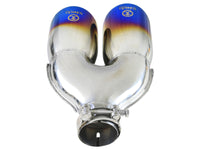 Takeda 304 Stainless Steel Clamp-on Exhaust Tip Blue Flame 2-1/2 Inch Inlet x 4 Inch Outlet x 12 Inch L Right aFe Power aFe Power