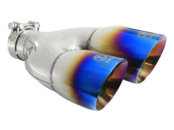 compare product Takeda 304 Stainless Steel Clamp-on Exhaust Tip Blue Flame 2-1/2 Inch Inlet x 4 Inch Outlet x 12 Inch L Left aFe Power