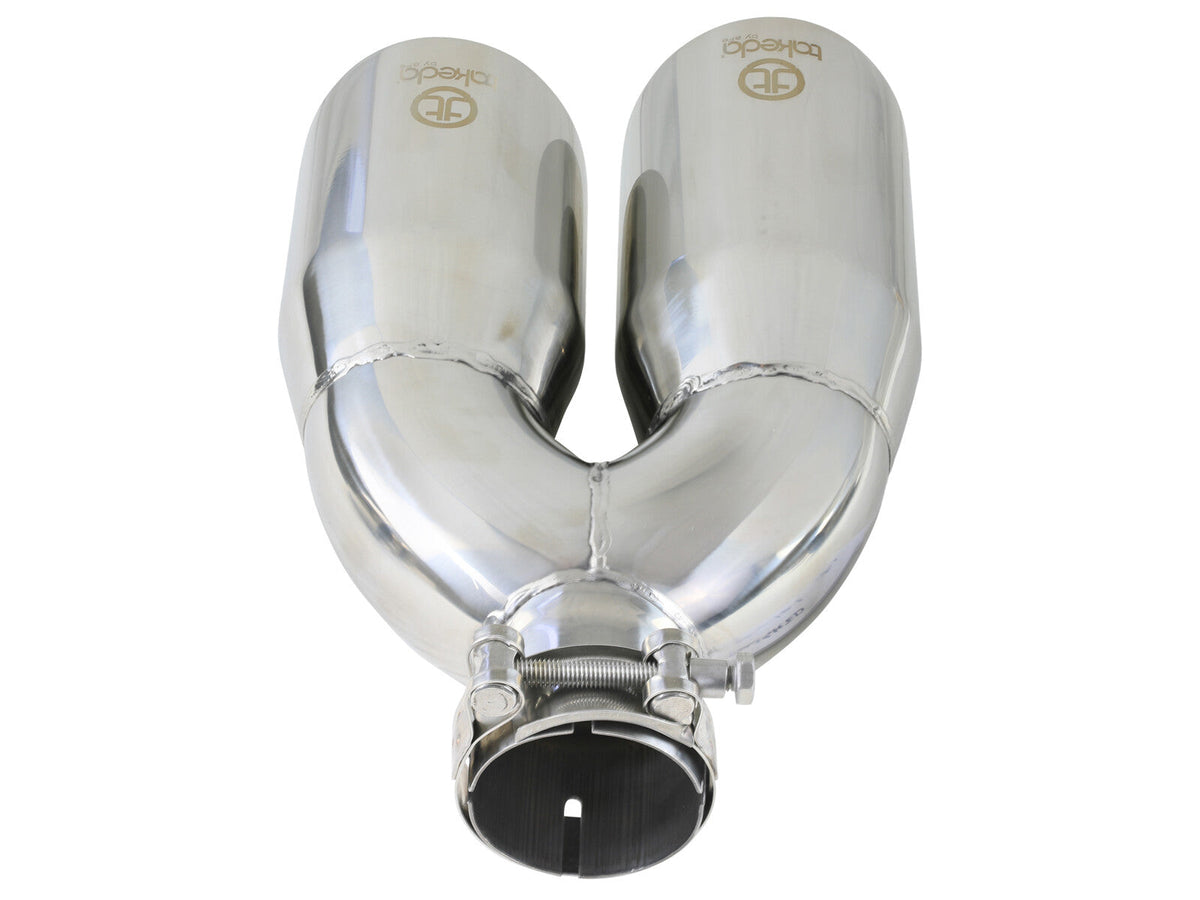 Takeda 304 Stainless Steel Clamp-on Exhaust Tip Polished 2-1/2 Inch Inlet x 4 Inch Outlet x 12 Inch L Right aFe Power aFe Power