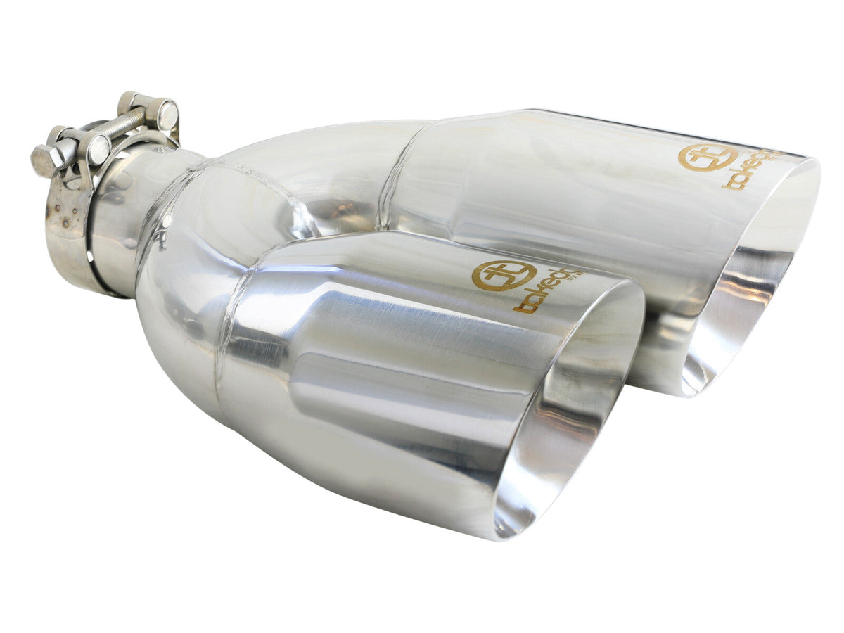 Takeda 304 Stainless Steel Clamp-on Exhaust Tip Polished 2-1/2 Inch Inlet x 4 Inch Outlet x 12 Inch L Left aFe Power aFe Power