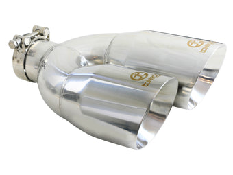 compare product Takeda 304 Stainless Steel Clamp-on Exhaust Tip Polished 2-1/2 Inch Inlet x 4 Inch Outlet x 12 Inch L Left aFe Power