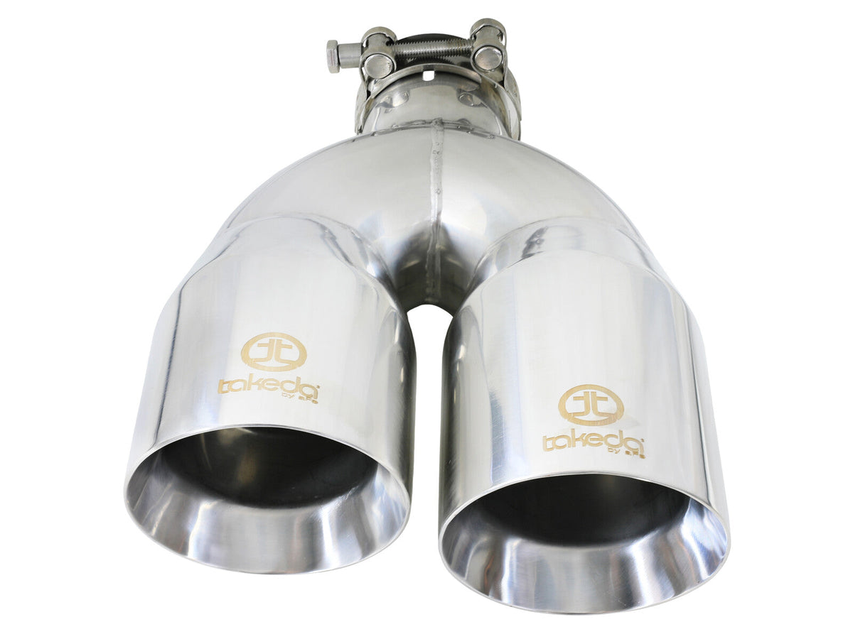Takeda 304 Stainless Steel Clamp-on Exhaust Tip Polished 2-1/2 Inch Inlet x 4 Inch Outlet x 12 Inch L Left aFe Power aFe Power