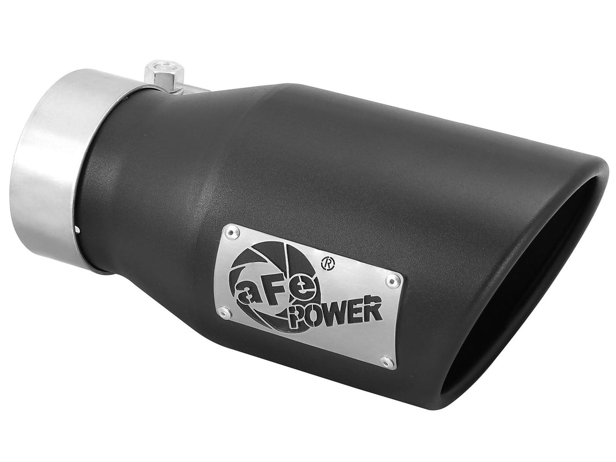 Mach Force-Xp 409 Stainless Steel Clamp-on Exhaust Tip Black 3 Inch Inlet x 4-1/2 Inch Outlet x 9 Inch L Right aFe Power aFe Power