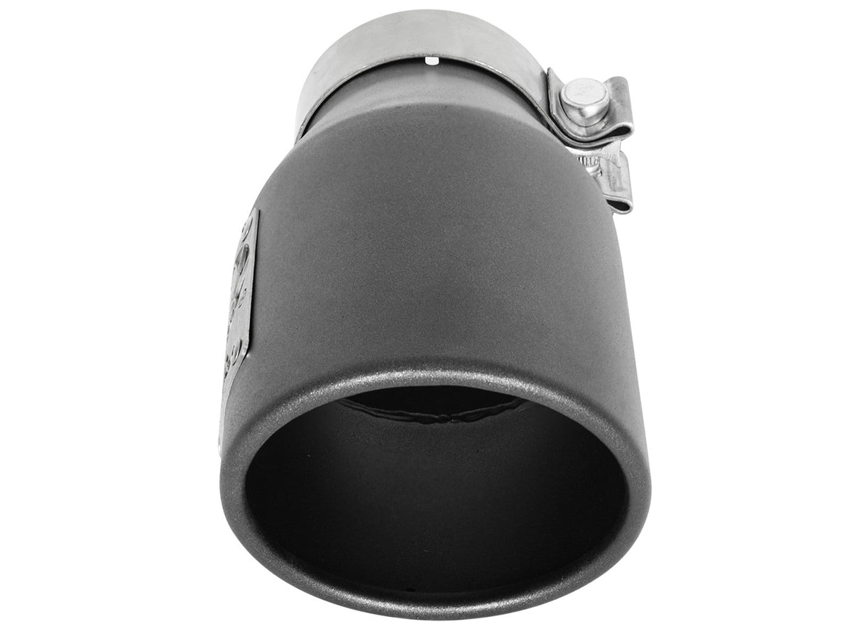 Mach Force-Xp 409 Stainless Steel Clamp-on Exhaust Tip High-Temp Metallic Black 3 Inch Inlet x 4-1/2 Inch Outlet x 9 Inch L Right aFe Power aFe Power