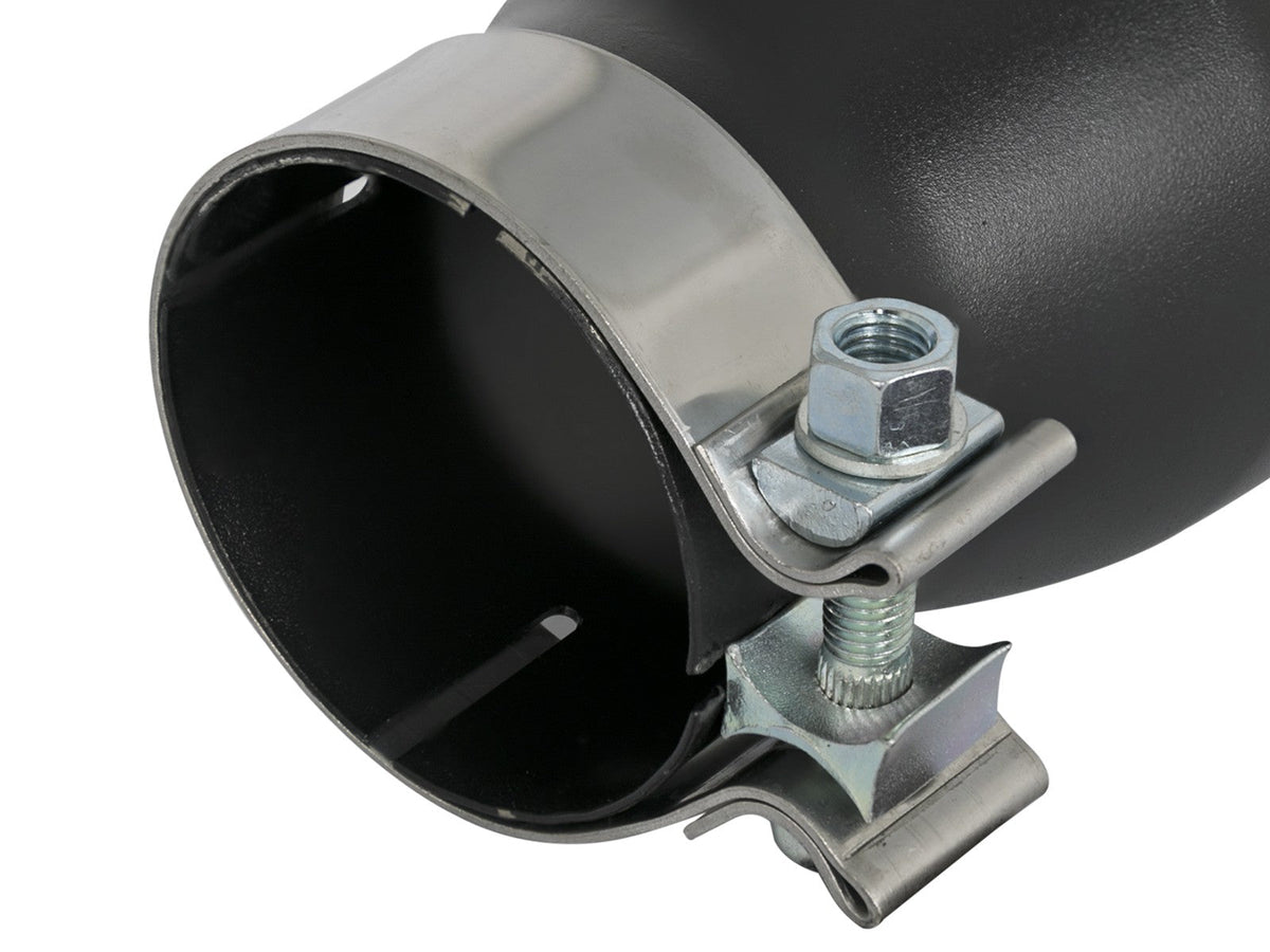 Mach Force-Xp 409 Stainless Steel Clamp-on Exhaust Tip Black 3 Inch Inlet x 4-1/2 Inch Outlet x 9 Inch L Left aFe Power aFe Power