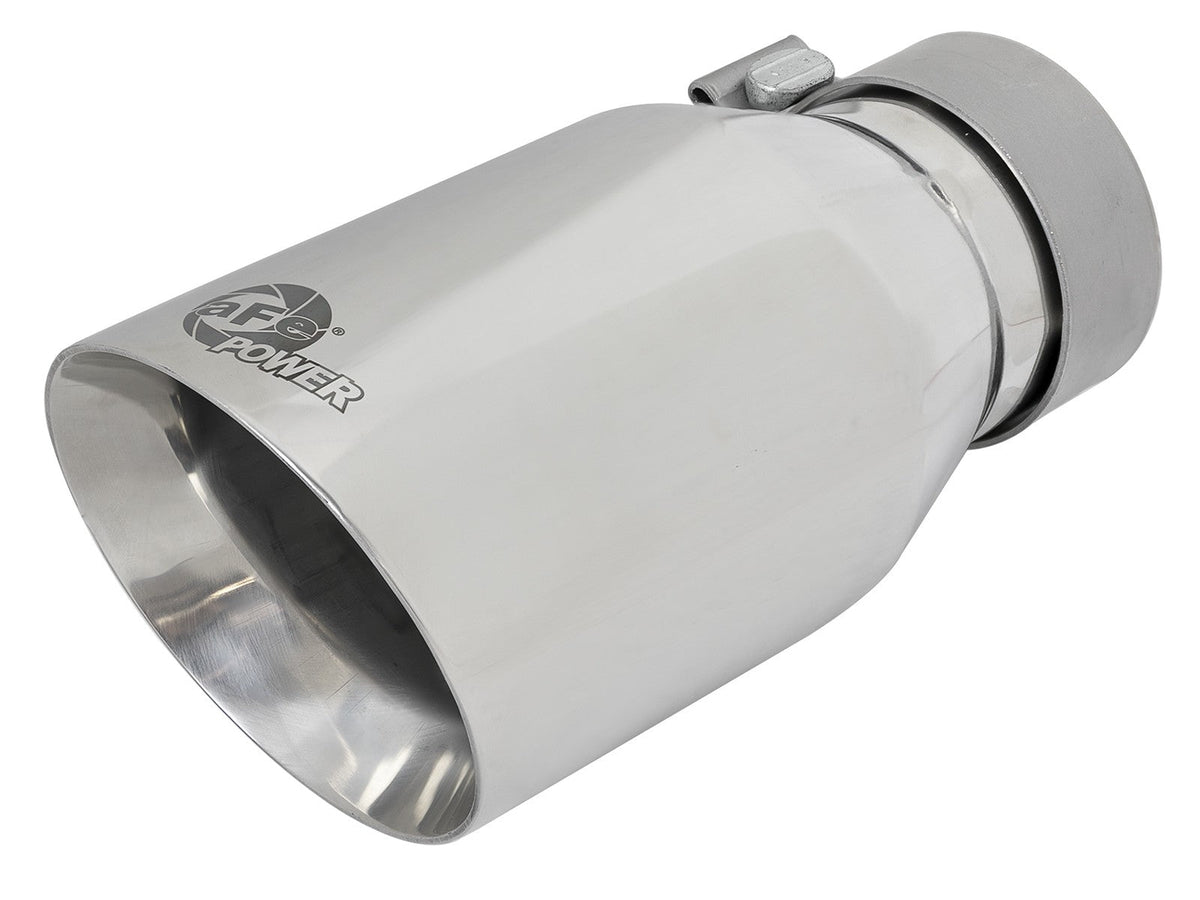 Mach Force-Xp 304 Stainless Steel Clamp-on Exhaust Tip Polished 3 Inch Inlet x 4-1/2 Inch Outlet x 9 Inch L Bolt On aFe Power aFe Power