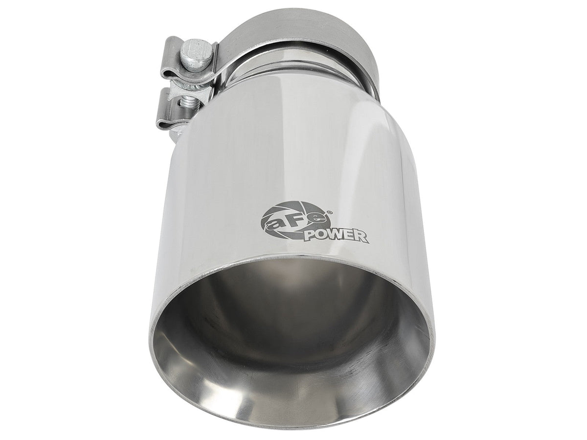 Mach Force-Xp 304 Stainless Steel Clamp-on Exhaust Tip Polished 3 Inch Inlet x 4-1/2 Inch Outlet x 9 Inch L Bolt On aFe Power aFe Power