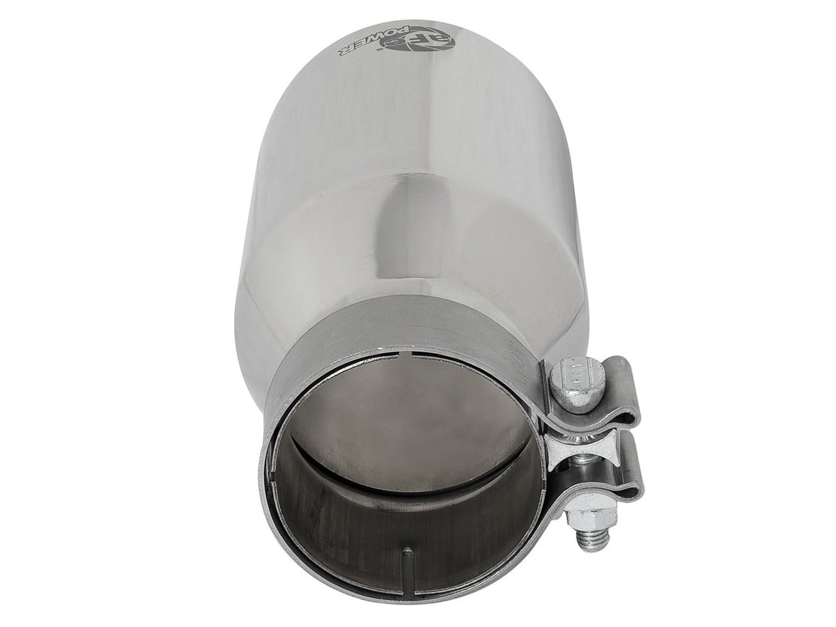 Mach Force-Xp 304 Stainless Steel Clamp-on Exhaust Tip Polished 3 Inch Inlet x 4-1/2 Inch Outlet x 9 Inch L Bolt On aFe Power aFe Power