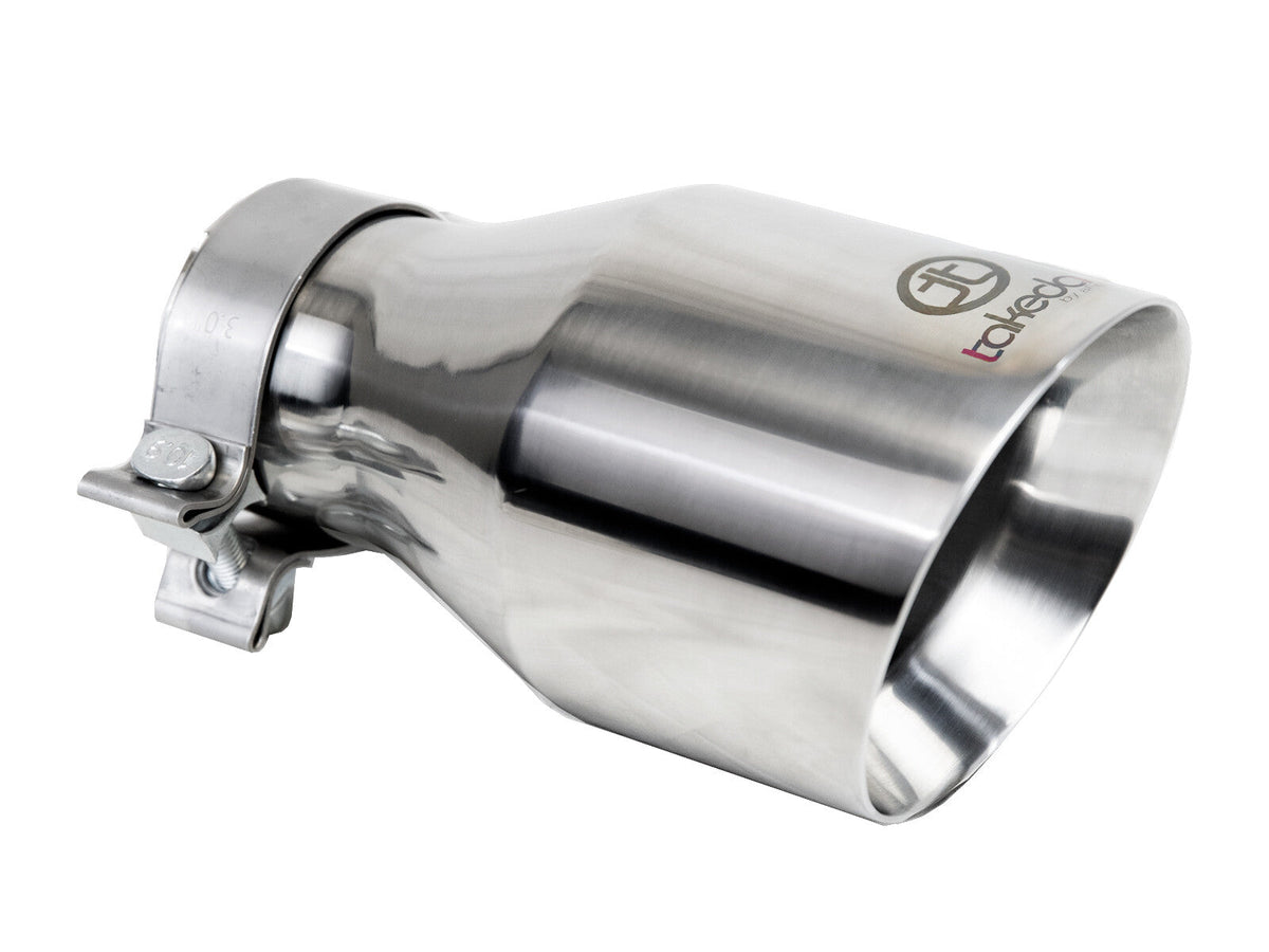Takeda 304 Stainless Steel Clamp-on Exhaust Tip Polished 3 Inch Inlet x 5 Inch Outlet x 9 Inch L aFe Power aFe Power