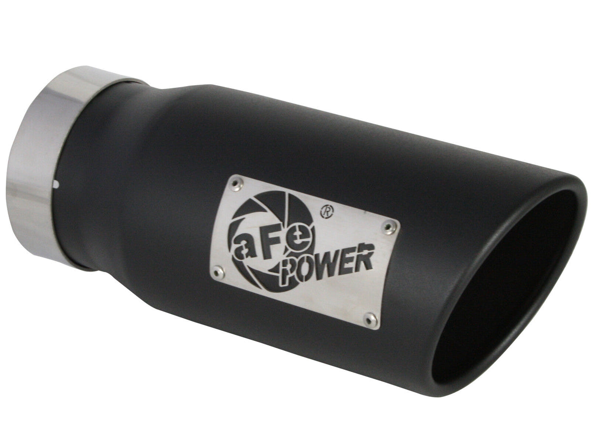 Mach Force-Xp 409 Stainless Steel Clamp-on Exhaust Tip Black 4 Inch Inlet x 5 Inch Outlet x 12 Inch L Right aFe Power aFe Power