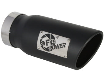 compare product Mach Force-Xp 409 Stainless Steel Clamp-on Exhaust Tip Black 4 Inch Inlet x 5 Inch Outlet x 12 Inch L Right aFe Power