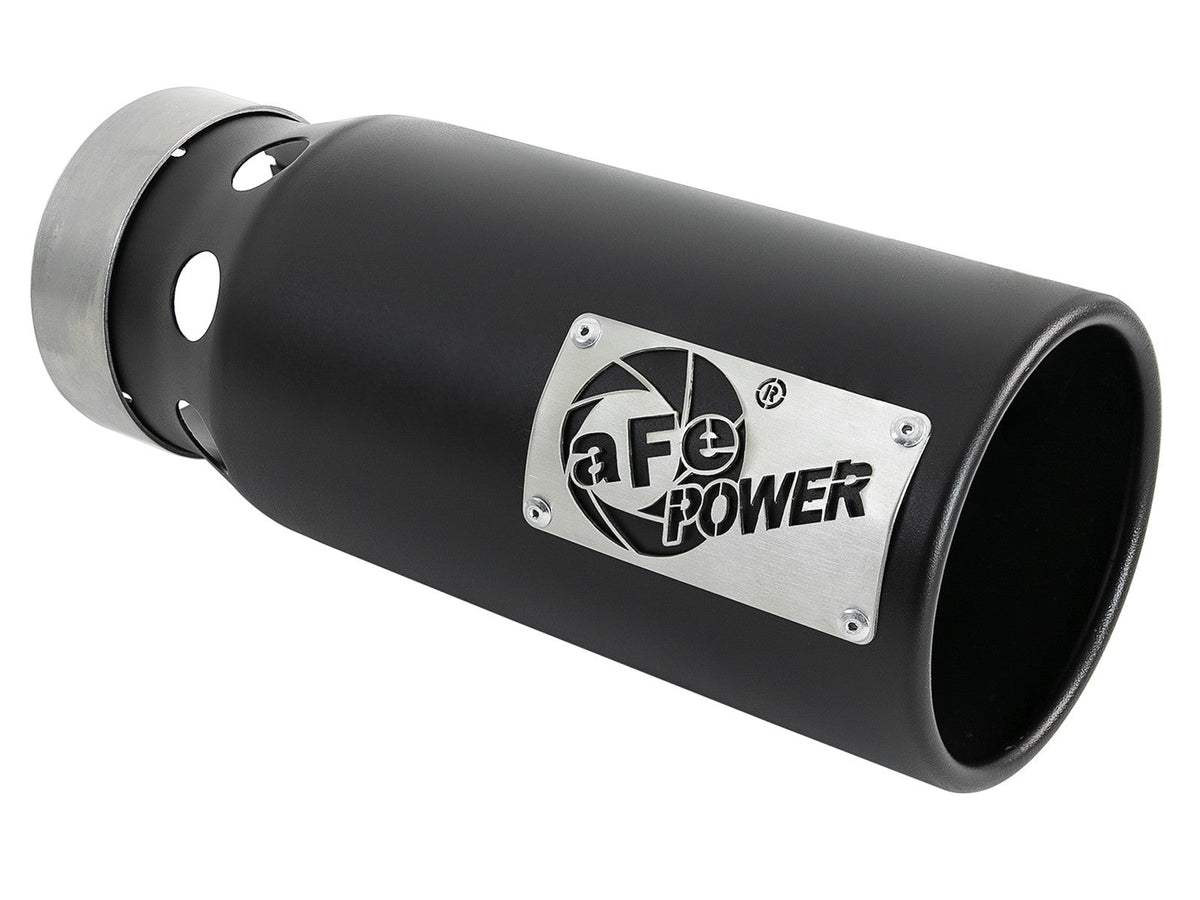 Saturn 4S 409 Stainless Steel Clamp-on Exhaust Tip Black Right Side Exit 4 Inch Inlet x 5 Inch Outlet x 12 Inch L aFe Power aFe Power