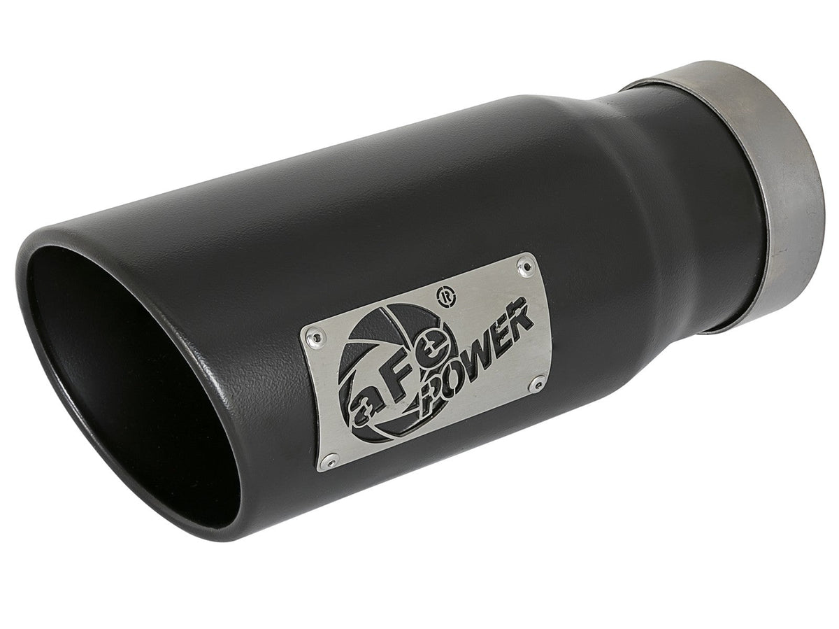 Mach Force-Xp 409 Stainless Steel Clamp-on Exhaust Tip Black 4 Inch Inlet x 5 Inch Outlet x 12 Inch L Left aFe Power aFe Power