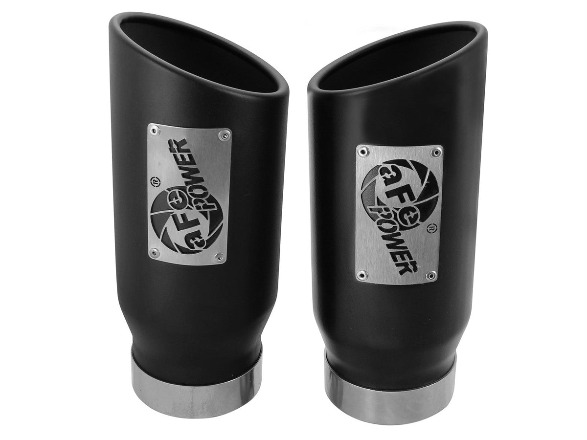 Mach Force-Xp 409 Stainless Steel Clamp-on Exhaust Tip Black 4 Inch Inlet x 5 Inch Outlet x 12 Inch L Left / Right aFe Power aFe Power