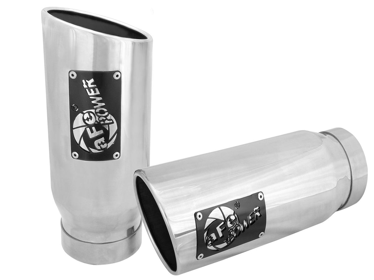 Mach Force-Xp 409 Stainless Steel Clamp-on Exhaust Tip Polished Pair 4 Inch Inlet x 5 Inch Outlet x 12 Inch L aFe Power aFe Power