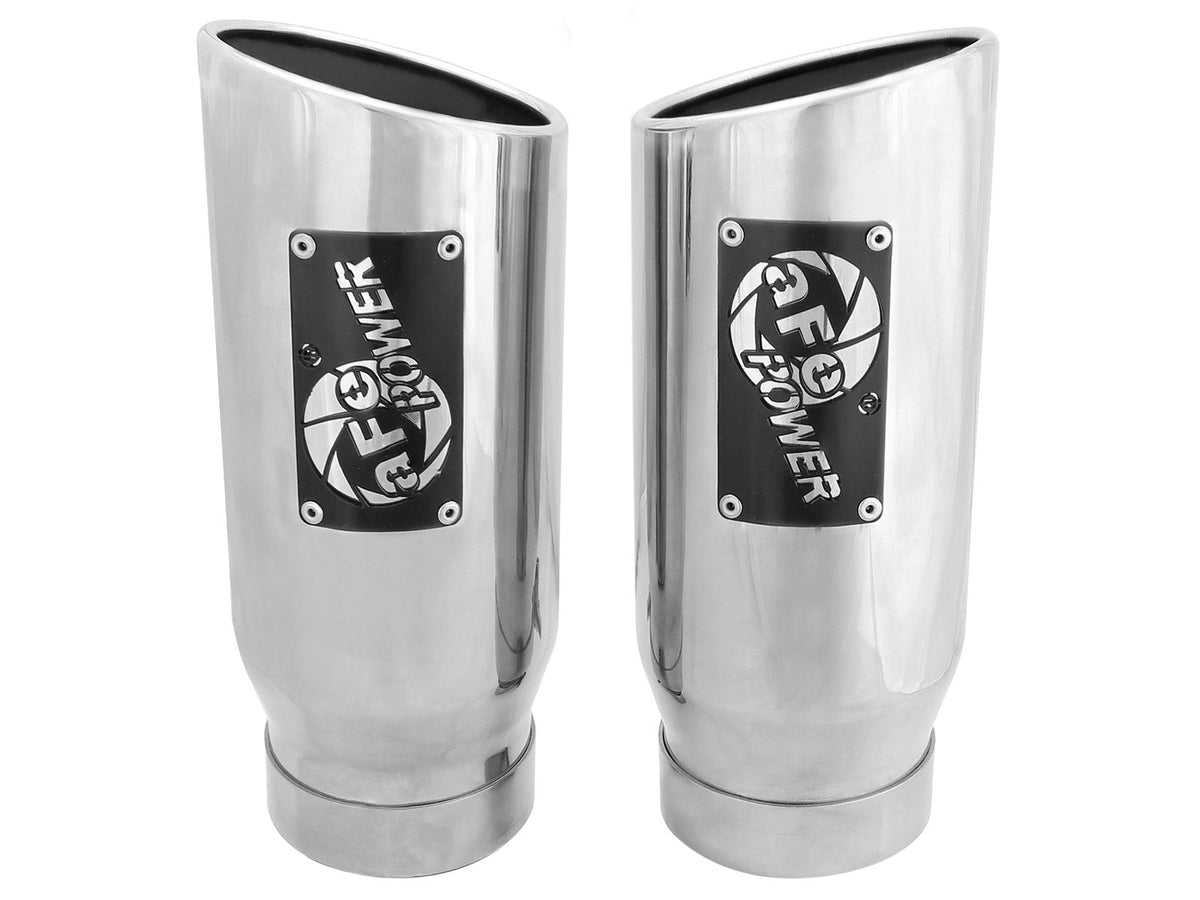 Mach Force-Xp 409 Stainless Steel Clamp-on Exhaust Tip Polished Pair 4 Inch Inlet x 5 Inch Outlet x 12 Inch L aFe Power aFe Power