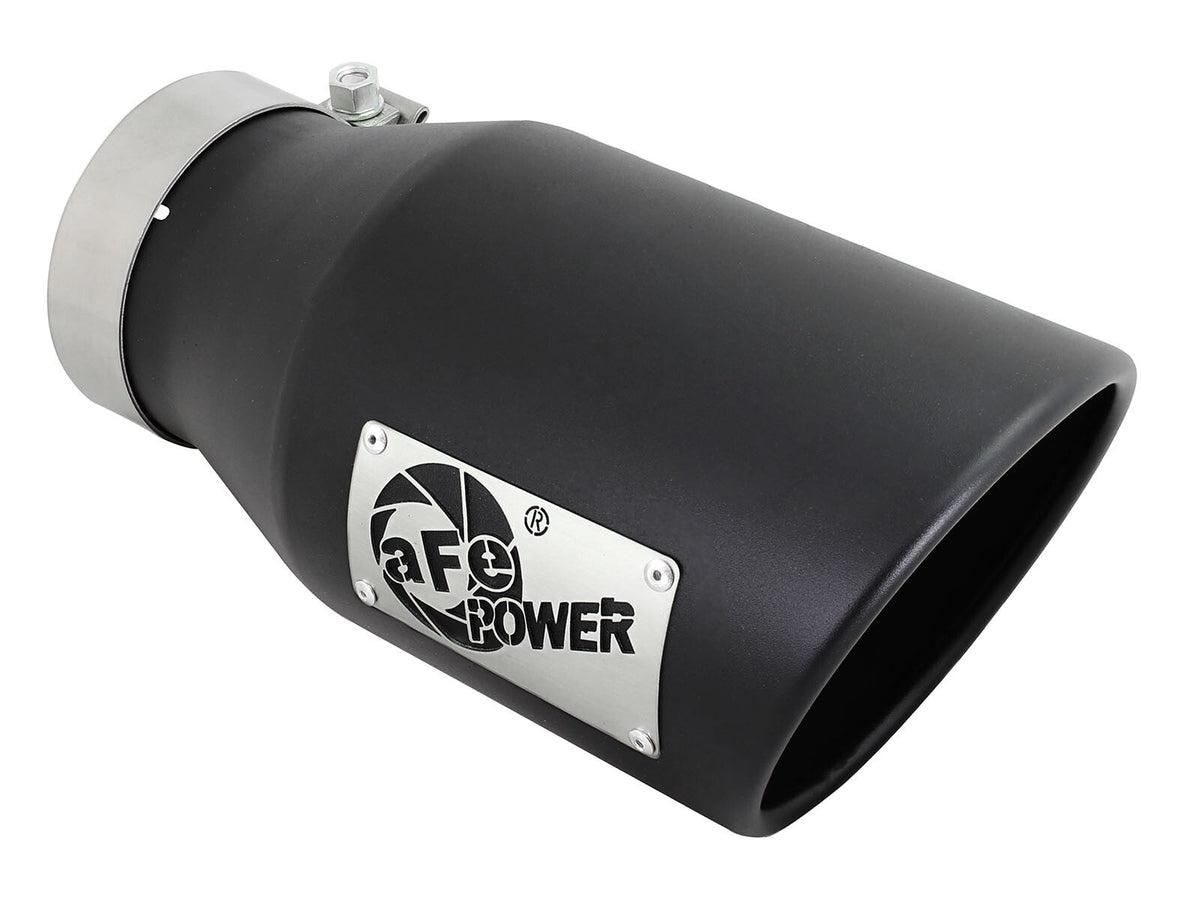 Mach Force-Xp 409 Stainless Steel Clamp-on Exhaust Tip Black 4 Inch Inlet x 6 Inch Outlet x 12 Inch L aFe Power aFe Power