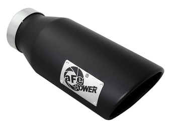 compare product Mach Force-Xp 409 Stainless Steel Clamp-on Exhaust Tip Black 4 Inch Inlet x 6 Inch Outlet x 15 Inch L Right aFe Power