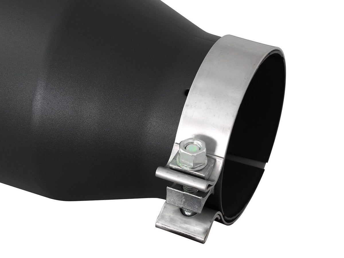Mach Force-Xp 409 Stainless Steel Clamp-on Exhaust Tip Black 4 Inch Inlet x 6 Inch Outlet x 15 Inch L Right aFe Power aFe Power