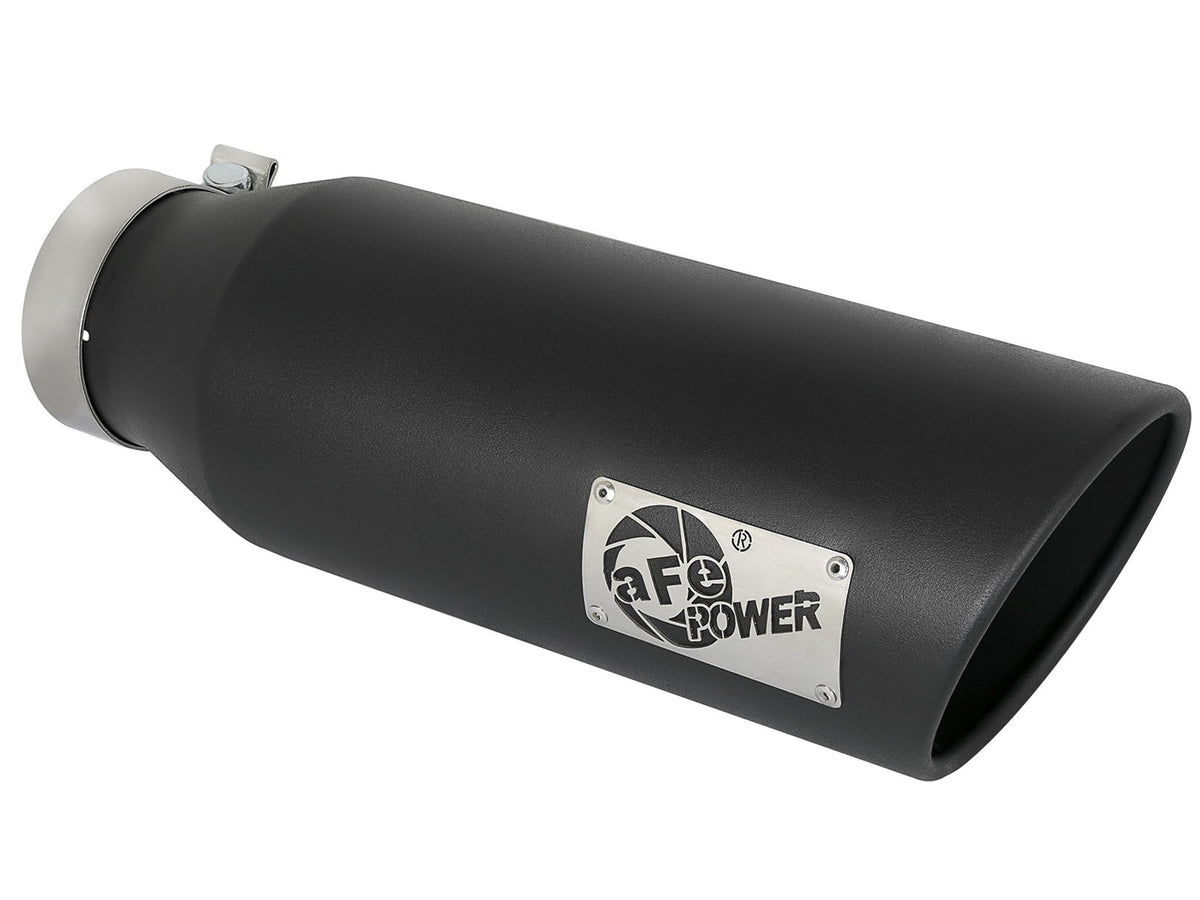 Mach Force-Xp 409 Stainless Steel Clamp-on Exhaust Tip Black 4 Inch Inlet x 6 Inch Outlet x 18 Inch L aFe Power aFe Power