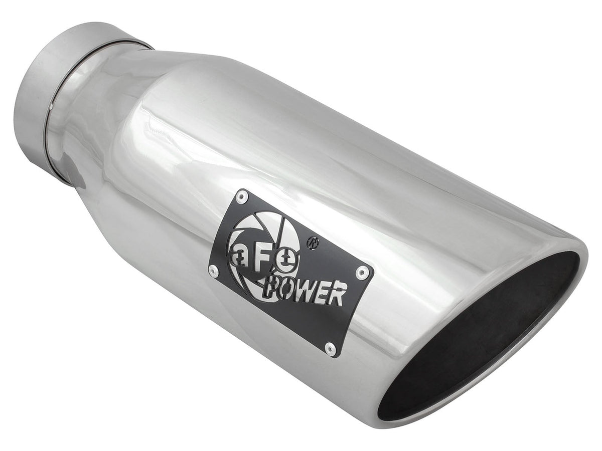 Mach Force-Xp 304 Stainless Steel Clamp-on Exhaust Tip Polished 4 Inch Inlet x 6 Inch Outlet x 15 Inch L Right aFe Power aFe Power