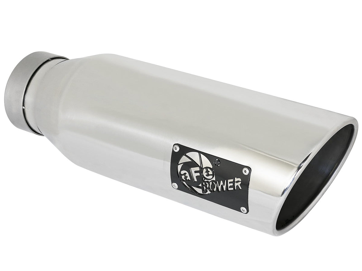 Mach Force-Xp 304 Stainless Steel Clamp-on Exhaust Tip Polished 4 Inch Inlet x 6 Inch Outlet x 18 Inch L aFe Power aFe Power
