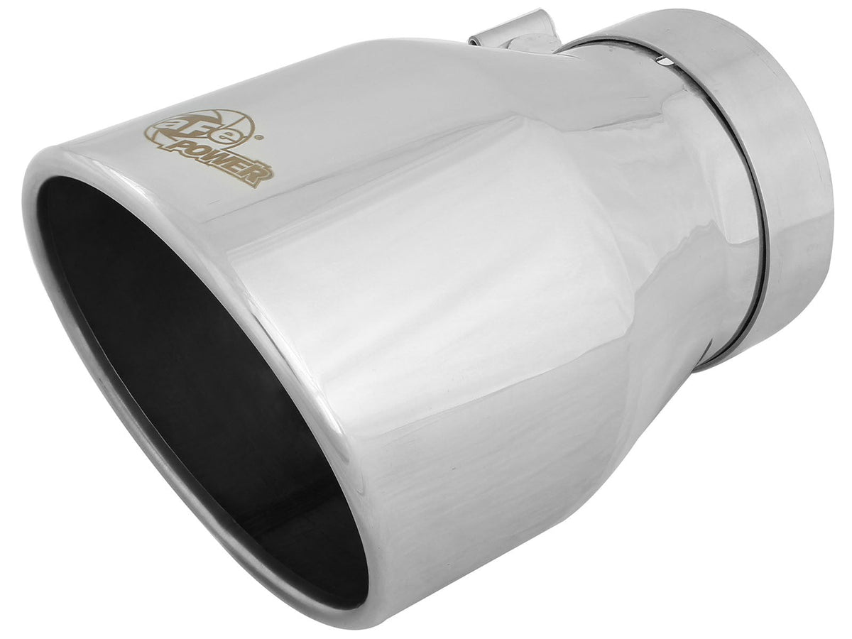 Mach Force-Xp 304 Stainless Steel Clamp-on Exhaust Tip Polished 4 Inch Inlet x 6 Inch Outlet x 9 Inch L aFe Power aFe Power