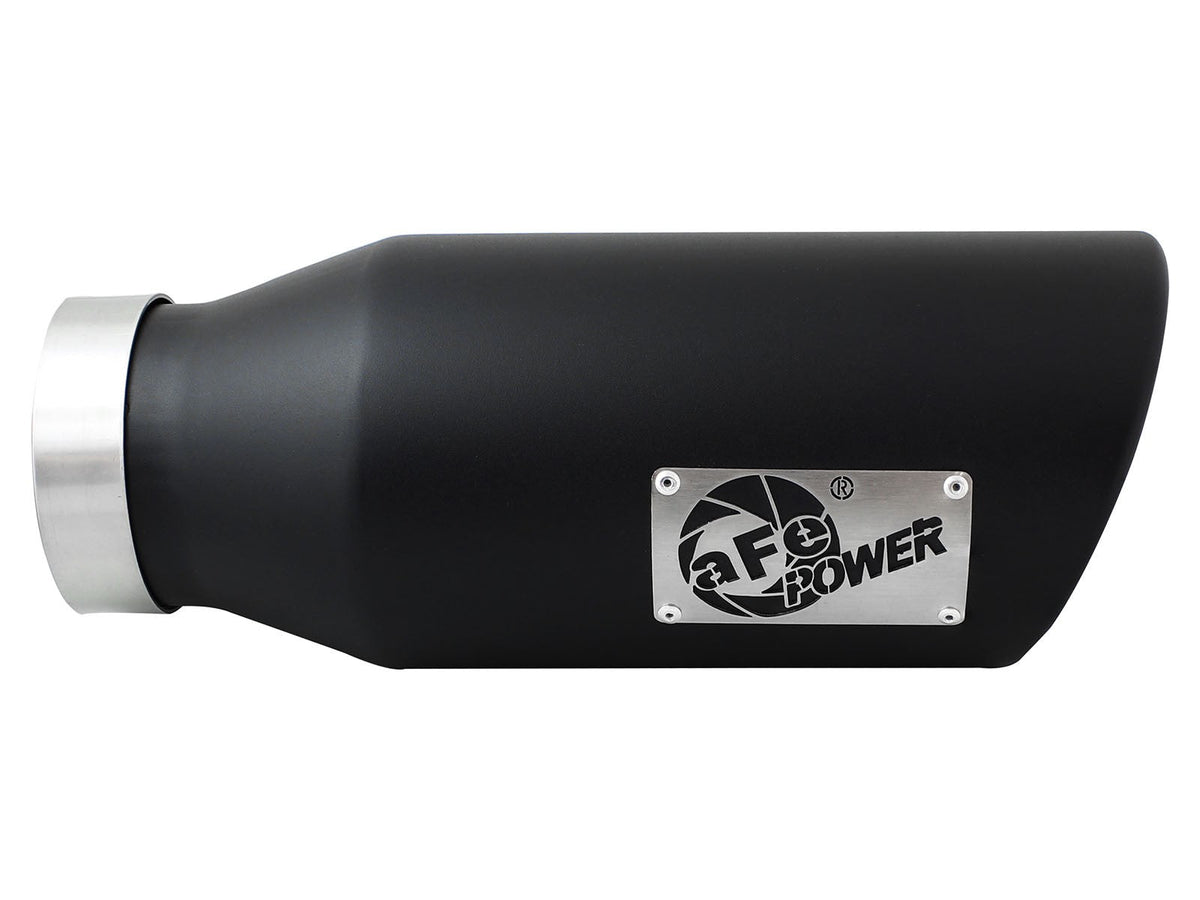 Mach Force-Xp 409 Stainless Steel Clamp-on Exhaust Tip Black 4 Inch Inlet x 6 Inch Outlet x 15 Inch L Left / Right aFe Power aFe Power