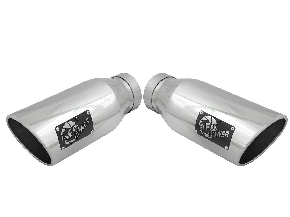 Mach Force-Xp 304 Stainless Steel Clamp-on Exhaust Tip Polished 4 Inch Inlet x 6 Inch Outlet x 15 Inch L Left / Right aFe Power aFe Power