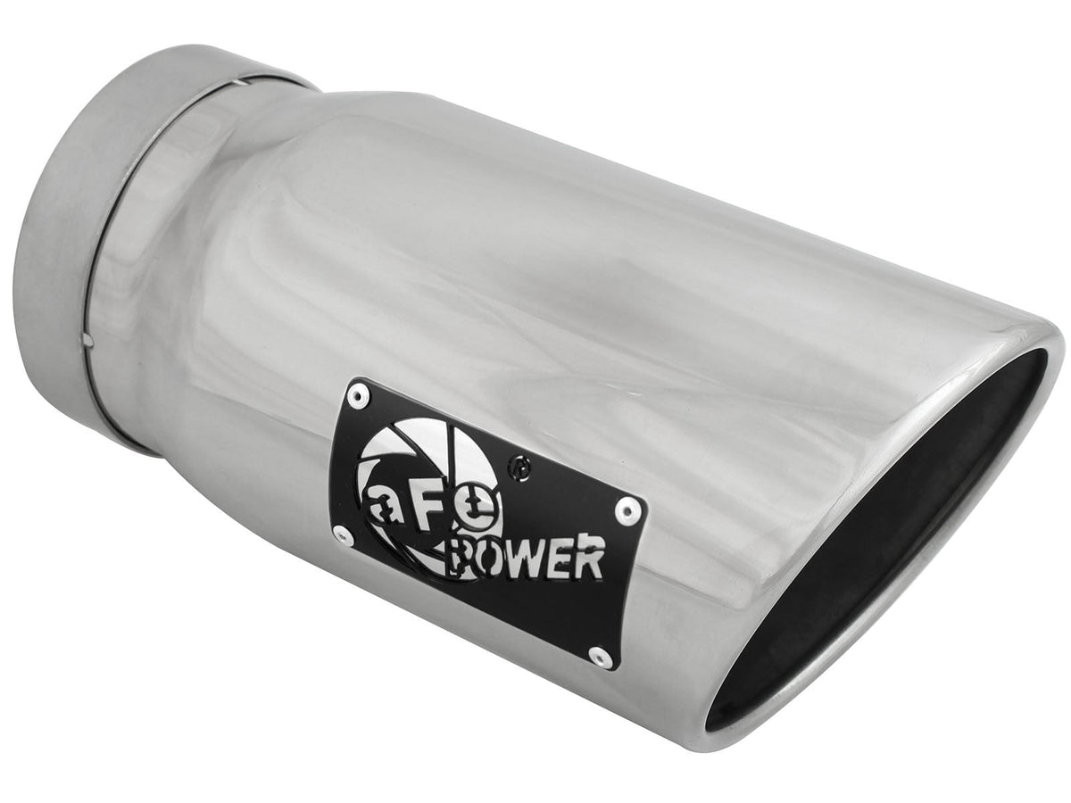 Mach Force-Xp 304 Stainless Steel Clamp-on Exhaust Tip Polished 5 Inch Inlet x 6 Inch Outlet x 12 Inch L Right aFe Power aFe Power