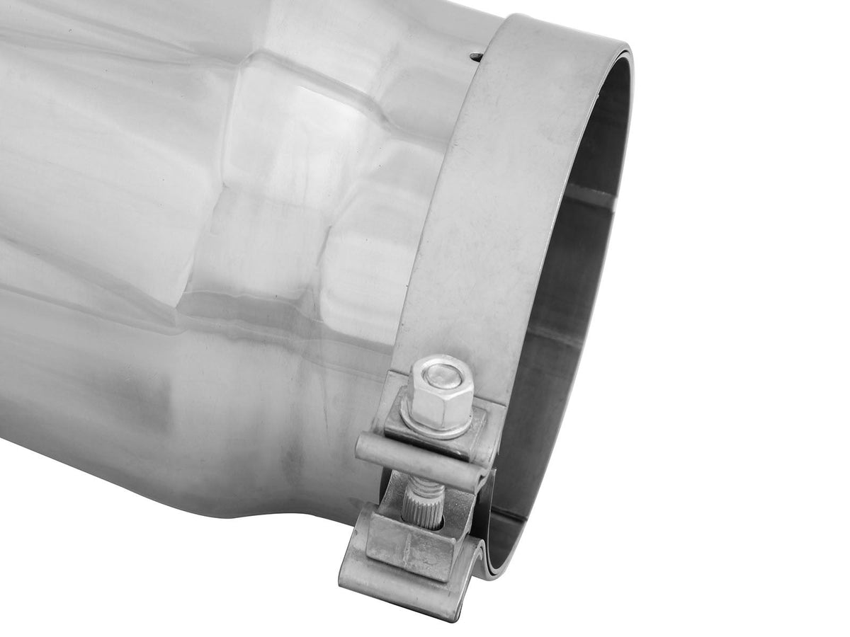 Mach Force-Xp 304 Stainless Steel Clamp-on Exhaust Tip Polished 5 Inch Inlet x 6 Inch Outlet x 12 Inch L Right aFe Power aFe Power