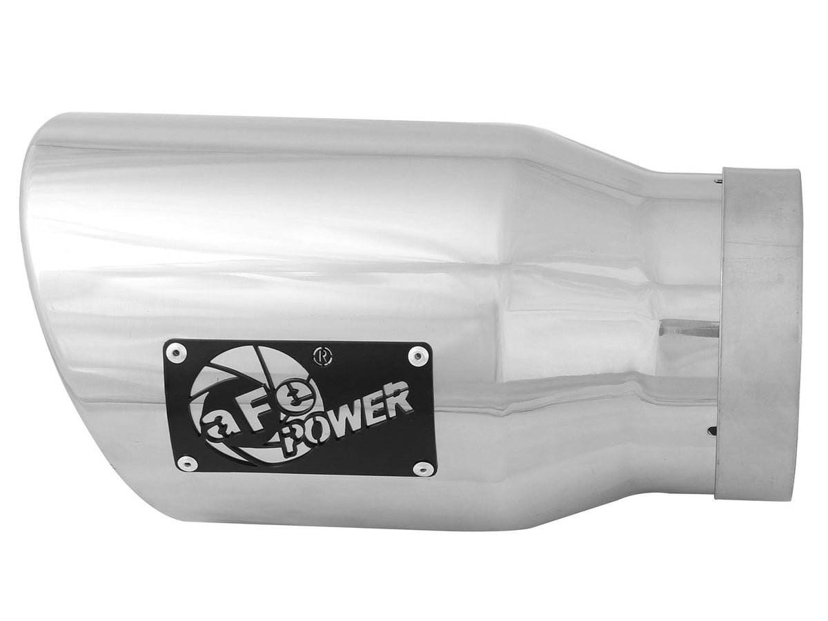Mach Force-Xp 304 Stainless Steel Clamp-on Exhaust Tip Polished Left Side Exit 5 Inch Inlet x 7 Inch Outlet x 12 Inch L aFe Power aFe Power